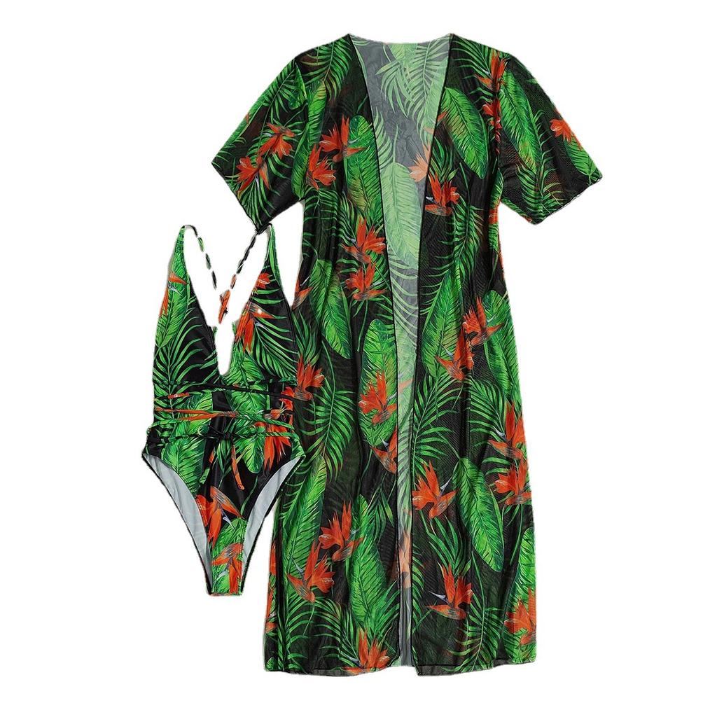 Купальники женские цельные сетчатые с принтом из двух частей бикини