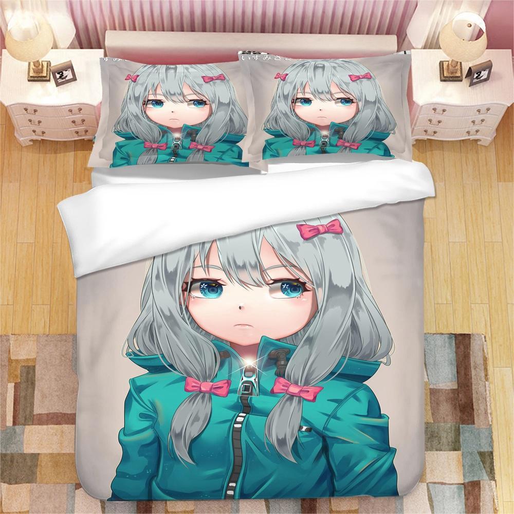 Аниме-девушка Изуми Сагири 3D-печатный комплект постельного белья King Duvet Cover Pillow Case Одеяло Cover Постельное белье Постельное белье Домашний текстиль