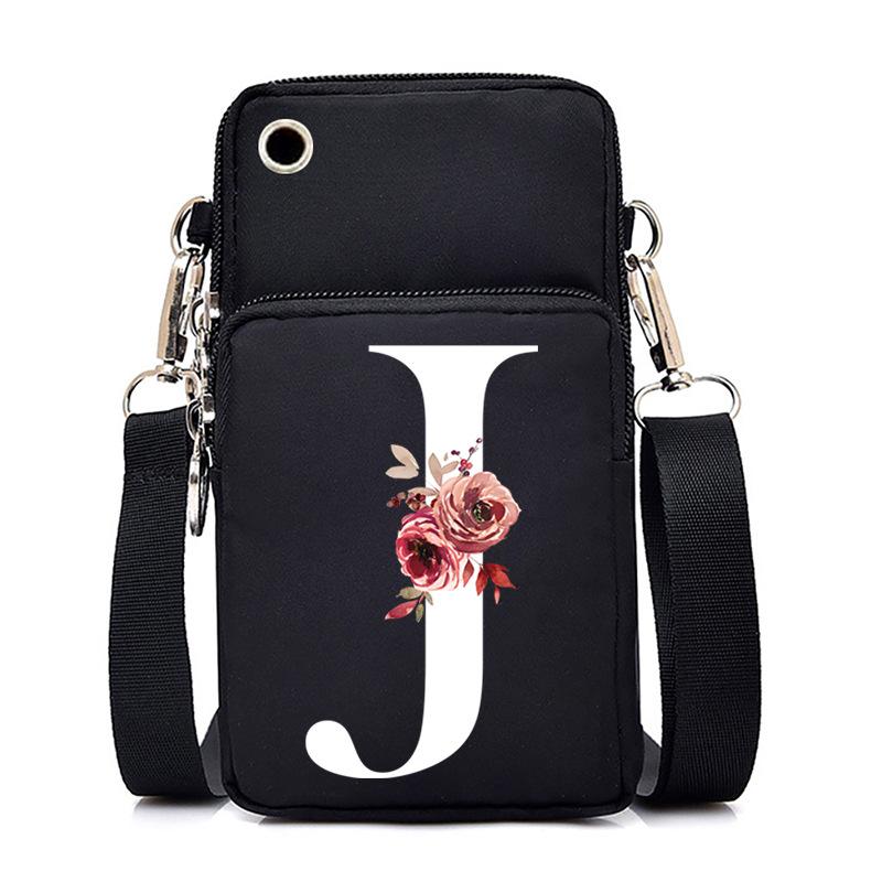Letter Printing, Black Oblique Span Bag, Mobile Phone Bag, Light To Carry, Vertical Length And Width, Change Bag.