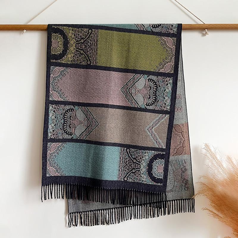 Ethnic Style, Color-Block Style, Fashion, Going Out, Warm Shawl, Cape, Scarf, Women