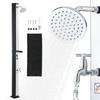 35L Solar Heated Shower, 195cm Showerhead Height Outdoor Shower, with Foot Faucet & Soap Box Rack, Hot & Cold Water Adjustment
