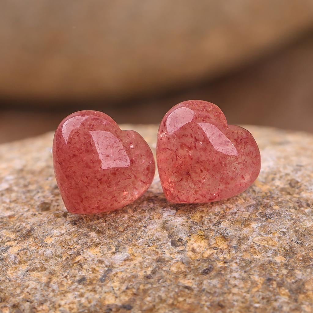 Boho Style Natural Stone Sterling Silver Earrings , Healing Crystal Heart Star Moon Shape Women Earring