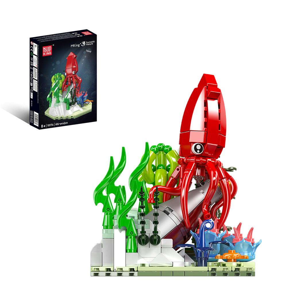 MOC Конструкторы Серия Насекомые и Природа - Модель Муравья/Цикады/Черепахи/Рыбы-дьявола/Кальмара/Кузнечика/Паука Сделай сам Игрушки для Детей Подарок