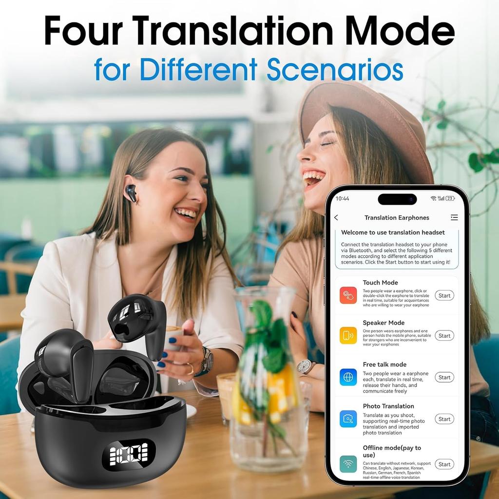 Переводчик языка Наушники-вкладыши Переводчик Наушники 144 языка Онлайн-переводчик Двусторонний переводчик Устройство Наушники ПРИЛОЖЕНИЕ для iOS Android Wrieless