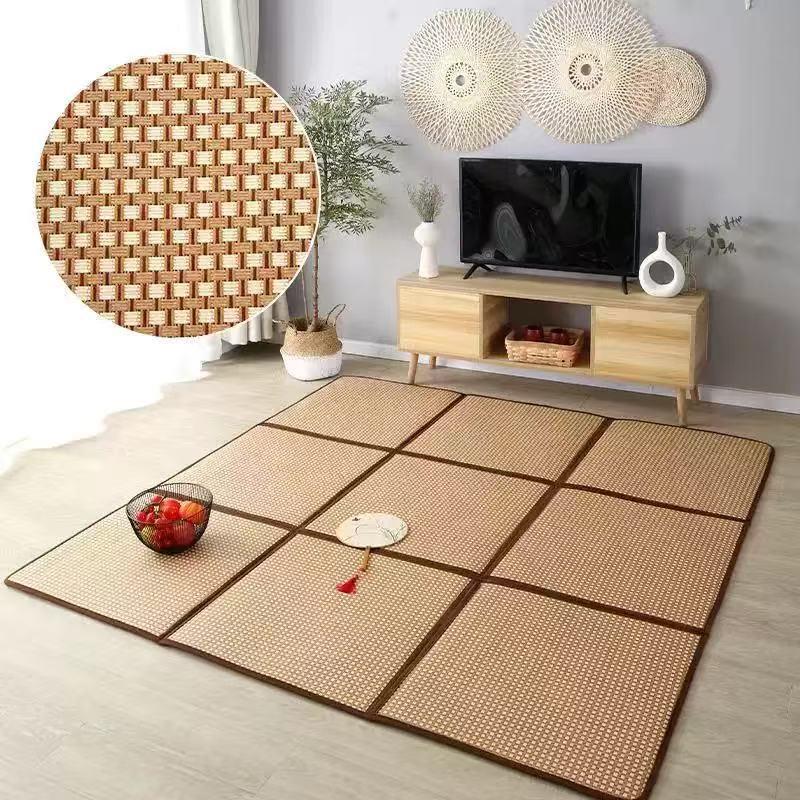 Woven Rattan and Bamboo Cooling Floor Mat for Bedroom and Living Room