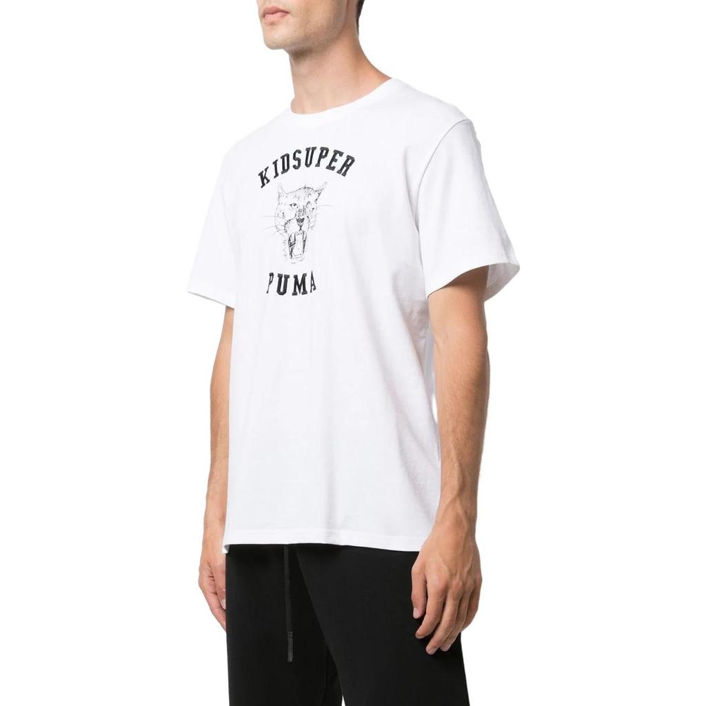 PUMA T Shirts Men's White Crew Neck Moderate Straight Fit 530410-52