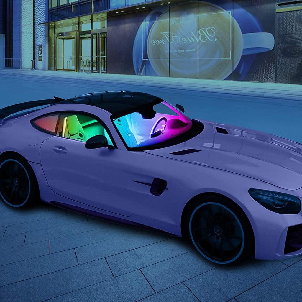 СВЕРХАВТОМОБИЛЬ Комплект светодиодной ленты для автомобиля с активацией звуком и беспроводной комплект неоновой подсветки DC EJ's 4 шт. 48 светодиодов Пульт дистанционного управления, 12 В, Многоцветный, Музыка,