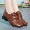 Spring Woman Lace-up Premium Breathable Leather Shoes Retro Casual Comfortable Versatile Soft Sole Square Heel Shoes