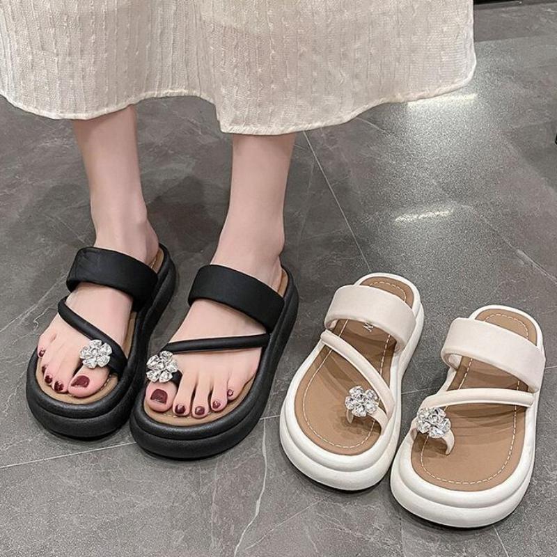 Летние новые туфли на платформе женские тапочки с цветочным дизайном и открытым носком женские туфли повседневные тапочки домашние нескользящие тапочки