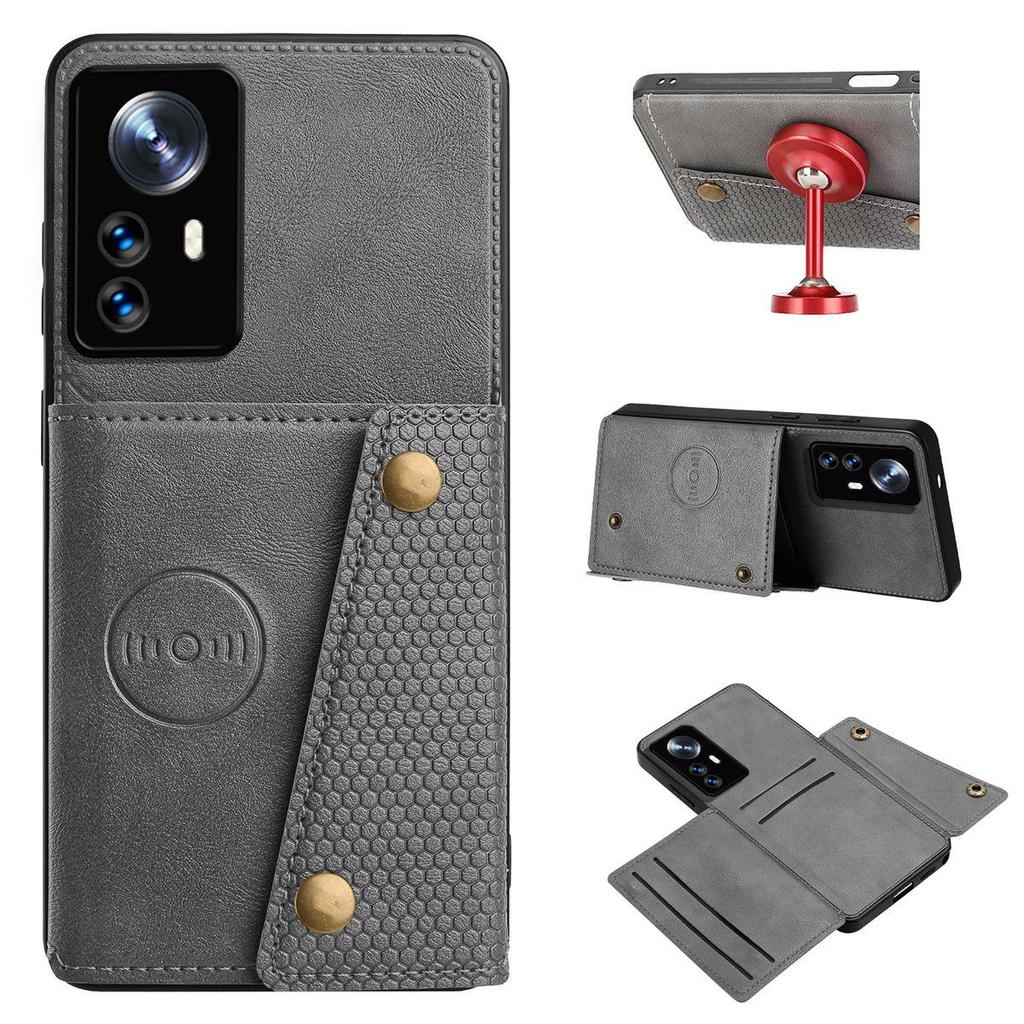 Винтажный кожаный держатель для карт, чехол-кошелек на телефон для Xiaomi 12T Pro, 12 Pro, 12X, Mi 12 Lite, с карманами для карт, двойная кнопка-защелка, флип-кошелек
