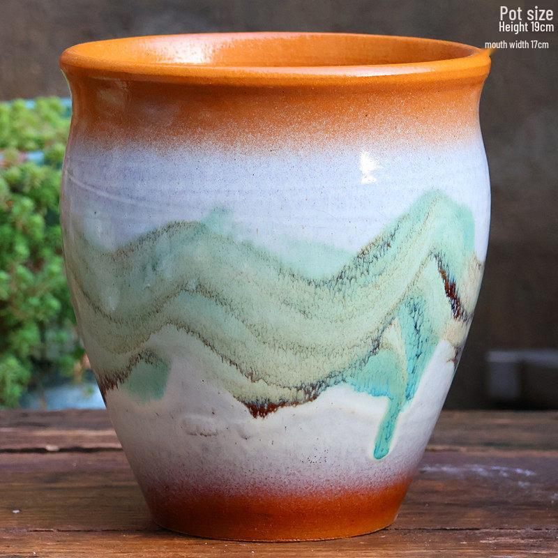 Yixing Handmade Coarse Pottery Medium Succulent Planter - Breathable Zisha Ceramic Ebony Tree Pot for Green Plants