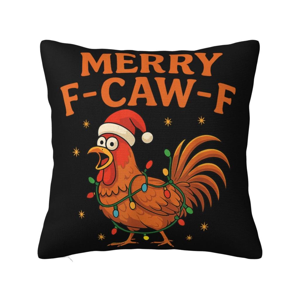 Pillow Case FCAWF Christmas Rooster F Cawf Chicken Polyester Pillow Cover Cute Funny Cushion Cover Graphic Pillowcases Gift