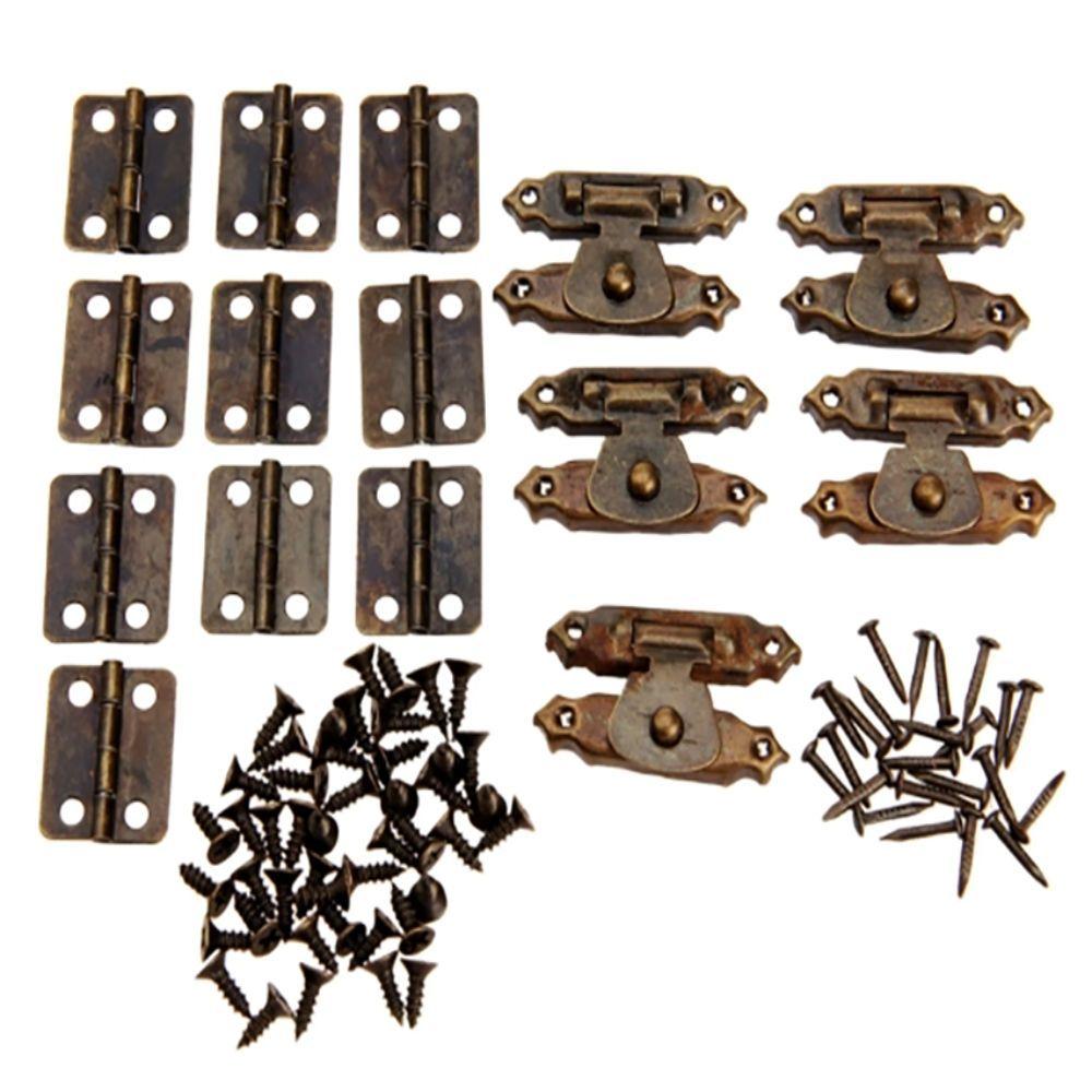 1 комплект аксессуаров, петли для мини-шкафа, винтажные петли для мебельного шкафа, бронзовая петля с засовом, деревянная коробка
