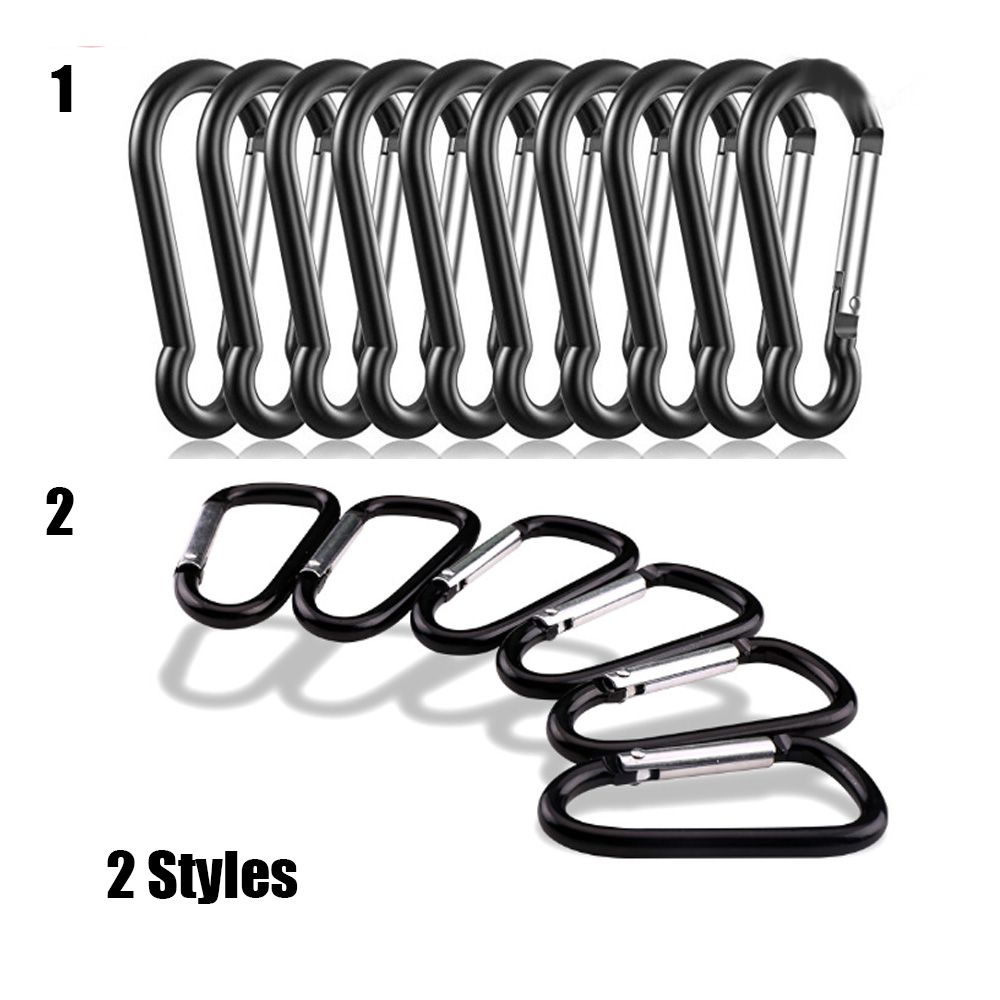 Black-color Aluminium Equipment Alloy Carabiner Buckle Keychain Camping Hiking Hook Climbing Button