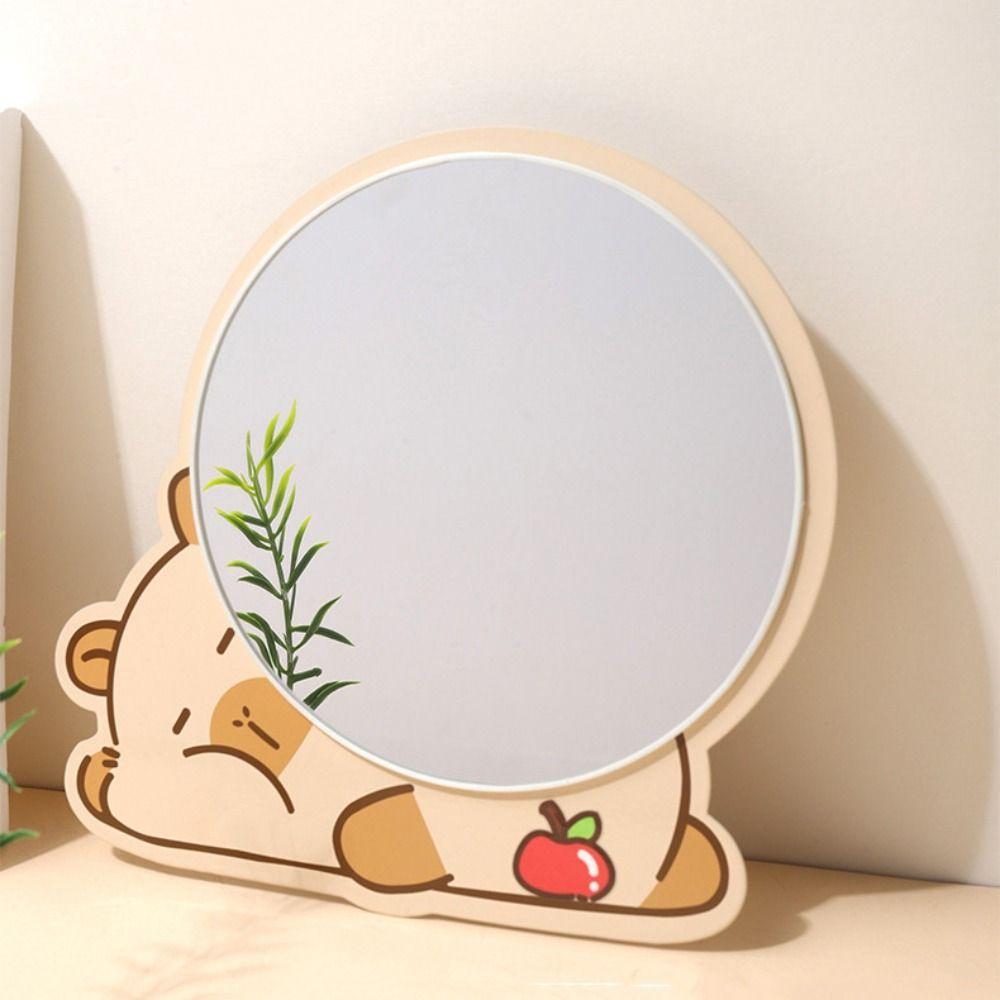 Cartoon Standing Makeup Mirror Adjustable Desktop Makeup Mirror Portable Single-sided Mirror  Gift