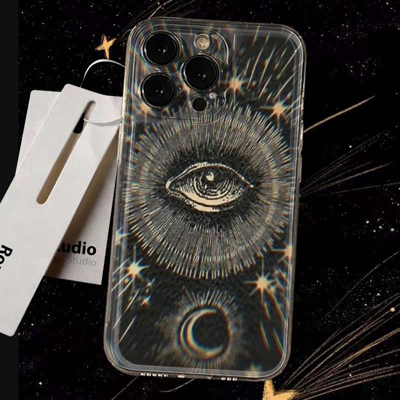 Винтажный Чехол для Телефона с Таро и Сглазом для iPhone 17 Air 16E 16 15 14 11 Pro Max Plus 13 12 Mini 8 7 X Прозрачный Ударопрочный Чехол