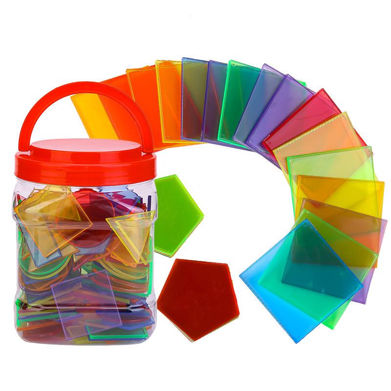 Прозрачные геометрические строительные блоки - развивающие игрушки Монтессори для практического обучения детей раннего возраста