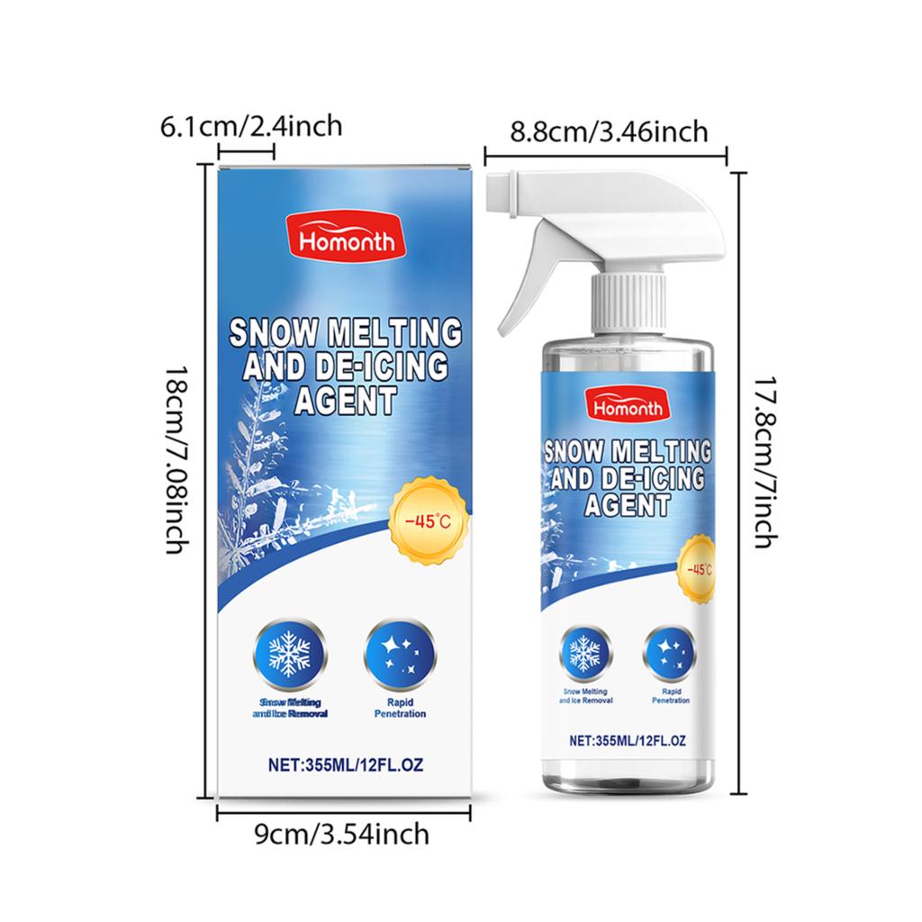 Car Snow Melting De-Icing Agent Winter Automotive Windshield De-Icer Quickly Melts Frost Car Antifreeze Anti-Frost Tools 355ml