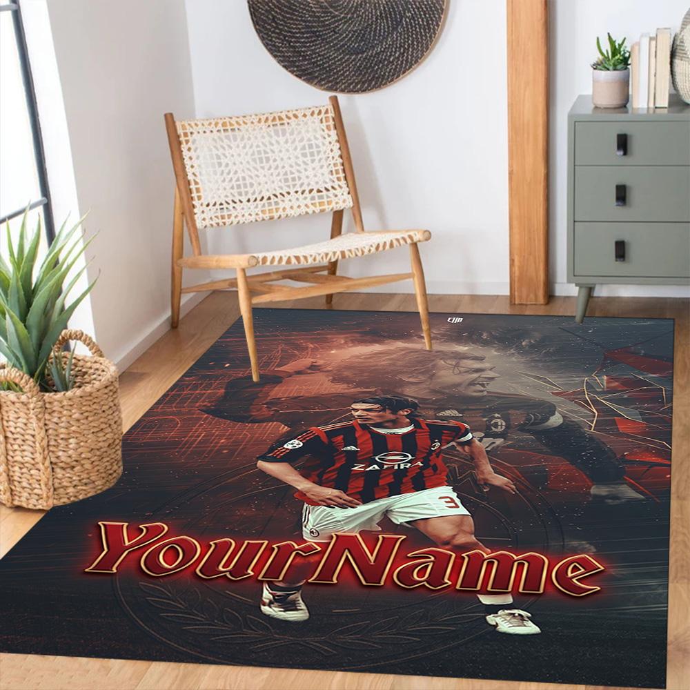 Ac Milan Personalized Text Area Rug Design for Living Rooms Balcony Playrooms Dining Room Anti-slip Rug Office home decor Best for Christmas