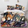 3D K-ON Мультяшный Милый Лолита Кавайные Девочки Комплект Постельного Белья Одеяло, Пододеяльник Комплект Постельного Белья Покрывало Наволочка, Комплект Постельного Белья размера Квин