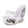 Women Sandals Summer Fashion New Leather Buckle Wrist Strap Metal Decoration Platform Special-shaped High Heel Sandals 1076 Series LFD