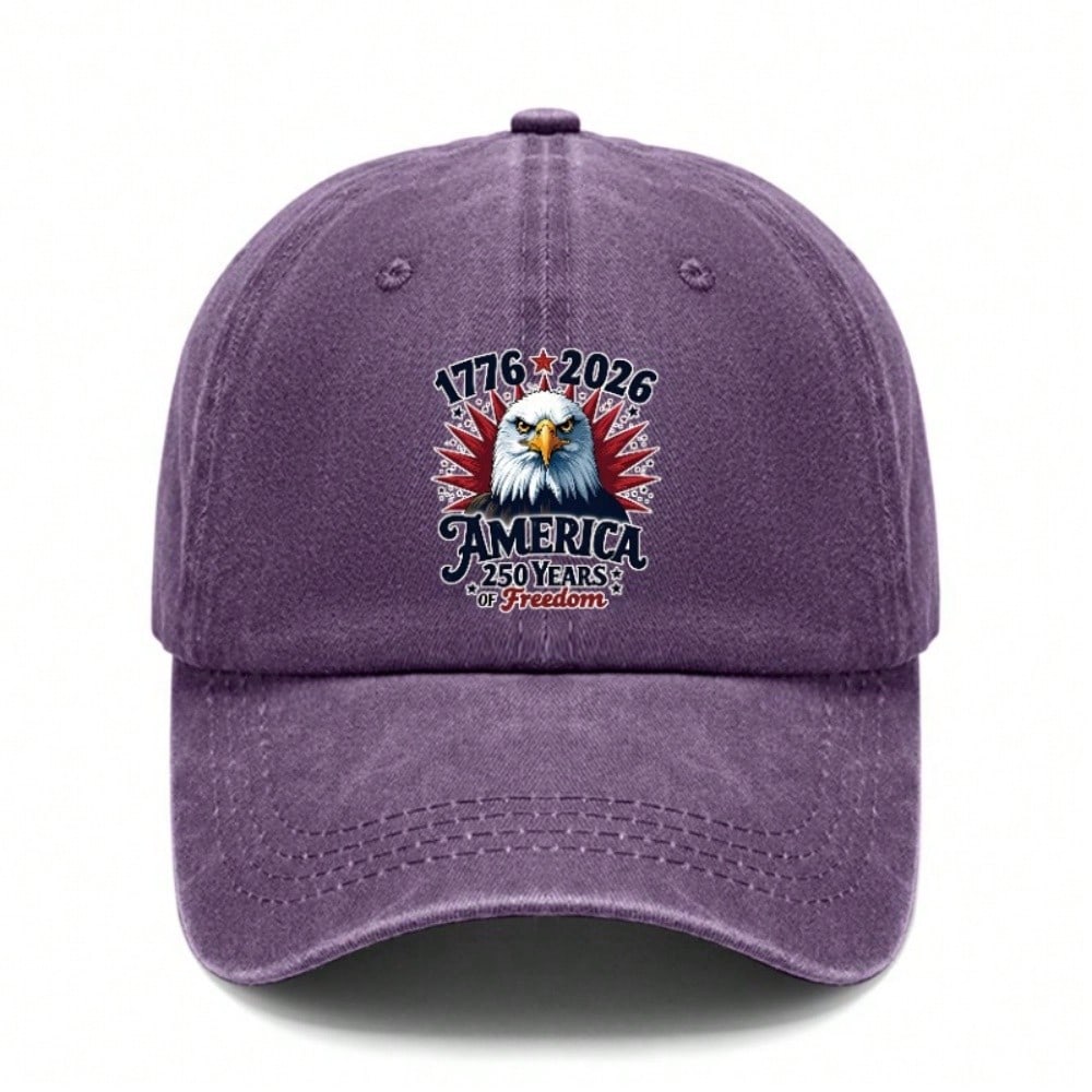 Patriotic Baseball Cap - 250Th Anniversary USA Patriotic Eagle Print Polyester Adjustable Breathable Lightweight Curved Brim Sun Protection Casual