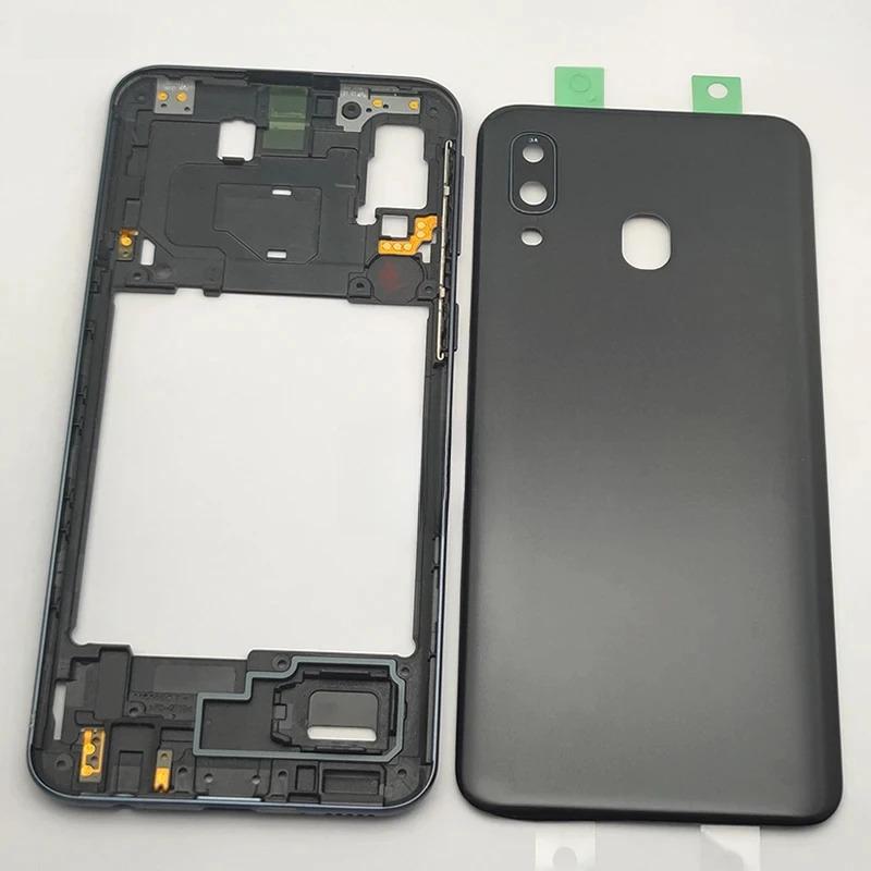 Корпус телефона Для Samsung Galaxy A40 2019 A405 SM-A405F A405DS Корпус Средняя Рамка Задняя Задняя Крышка Части Объектива Камеры