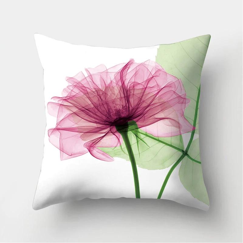 45x45cm Flower Printing Square Pillow Printing Polyester Cushion Cover Car Sofa Office Chair Pillow Cover Simple Home Decoration