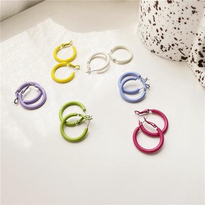 Серьги круглые Серьги Candy Color Girl Heart Simple Ins Cold Style круглые Серьги College Style Color Eardrops Earrings