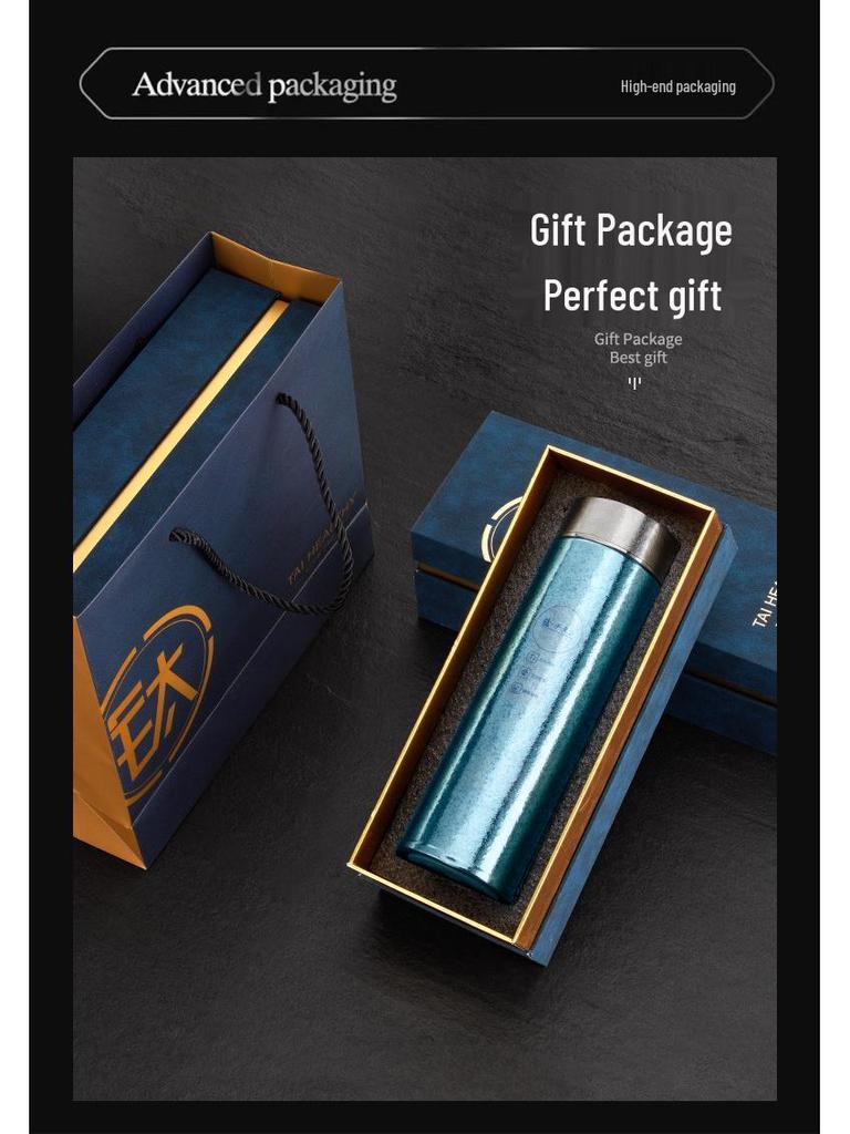 Антибактериальная титановая термокружка с разделителем для чая, подарочная коробка - Портативная, высококлассный бизнес-подарок для мужчин и женщин