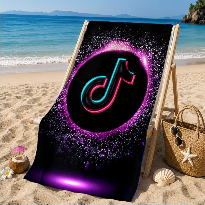 Пляжное полотенце с логотипом Tiktok, Быстросохнущее, Легко в уходе, Подходит как для занятий спортом, так и для пляжного отдыха, Спортивный аксессуар