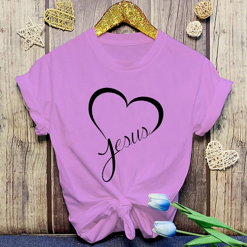 Новые Горячие Христианские Футболки с Принтом Любви Иисуса Женские Мужские Летние Повседневные Футболки с Круглым Вырезом и Коротким Рукавом Модные Рубашки Футболка