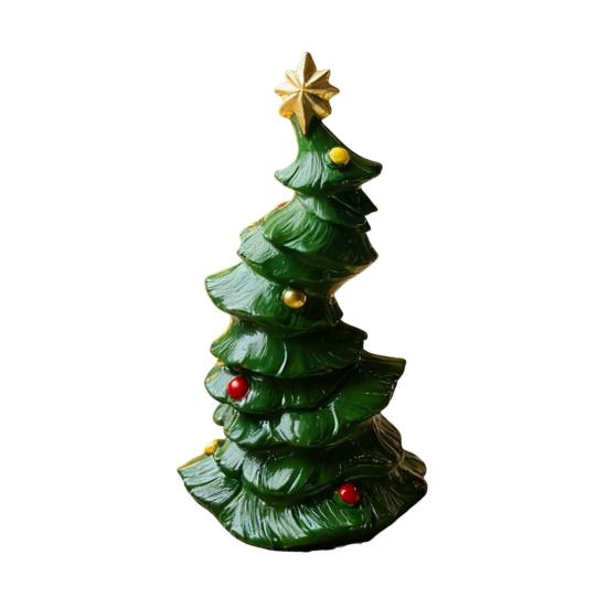 Мини Рождественская елка Фигурка Мультяшный снеговик Полимерная статуэтка Праздничная вечеринка Домашний офис Настольное украшение Орнамент Праздничный подарок