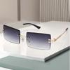 Женские солнцезащитные очки Ретро солнцезащитные очки для женщин и мужчин Цветные линзы Металлическая оправа Винтажные Безободковые Прямоугольные очки Защита UV400