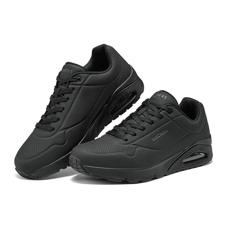 Skechers Uno Синтетическая кожа Удобные Универсальные Амортизирующие Прочные Низкие Повседневные Кроссовки Мужские Черный 52458-BBK