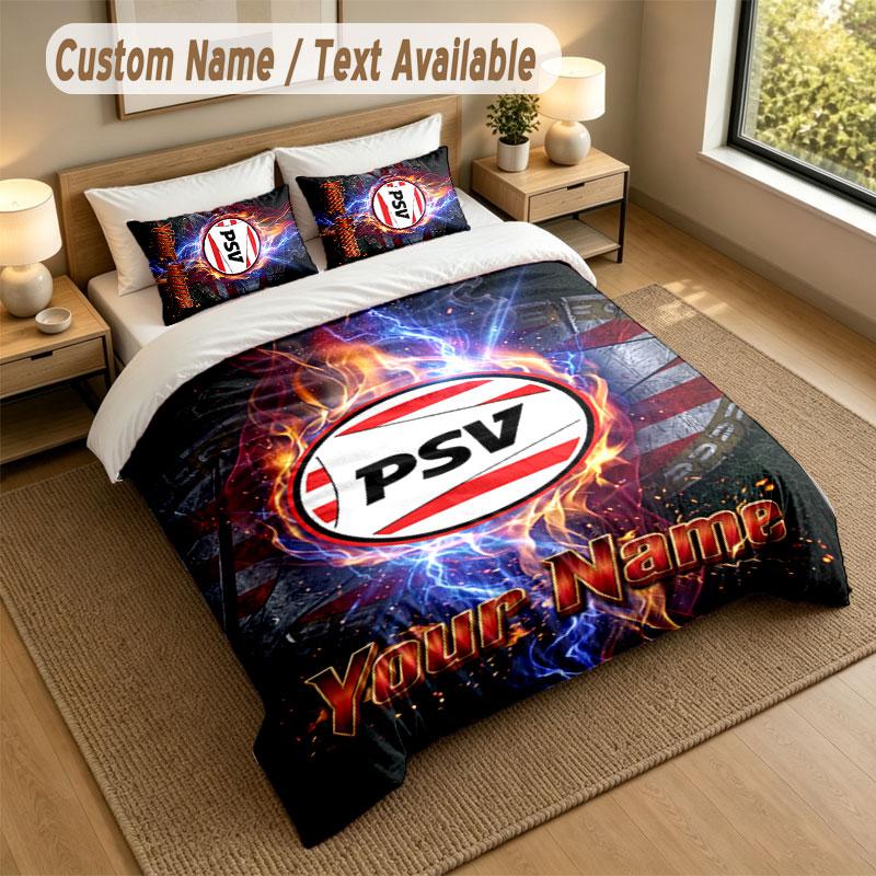 Bedding Set 1 Duvet Cover 2 Pillowcases PSV Eindhoven FC Print Soft Bed Linen Bedroom Decor