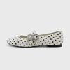 French Speckled Round Toe Shallow Mouth Double Strap Mary Jane Single Shoe Women's 2025 Spring Versatile Ballet Flat Shoes
