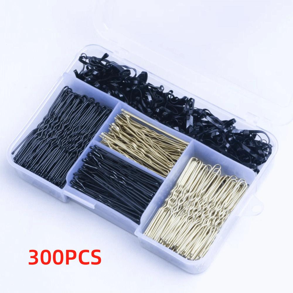 300Pcs Solid Metal Hair Clips U-Shaped Hairstyle Hairpins Boxed Hair Styling Accessories Women