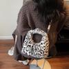 Плюшевая сумочка с леопардовым принтом, женская новая модная осенне-зимняя текстурная шерстяная сумка, универсальная цепочка-мессенджер