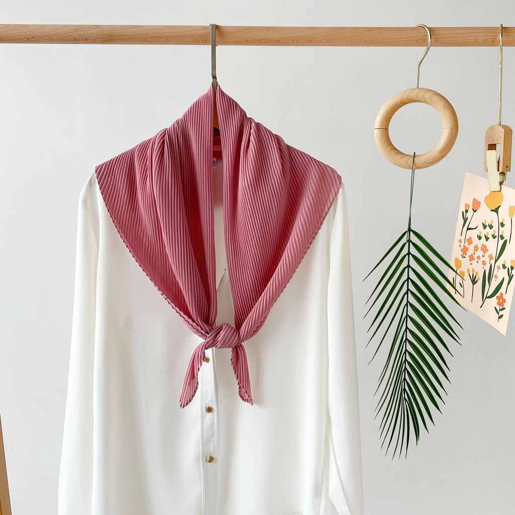 Малазийский платок для головы, однотонный шифоновый квадратный бархатный плиссированный тюль, шарф-обертка, универсальный шарф-шаль