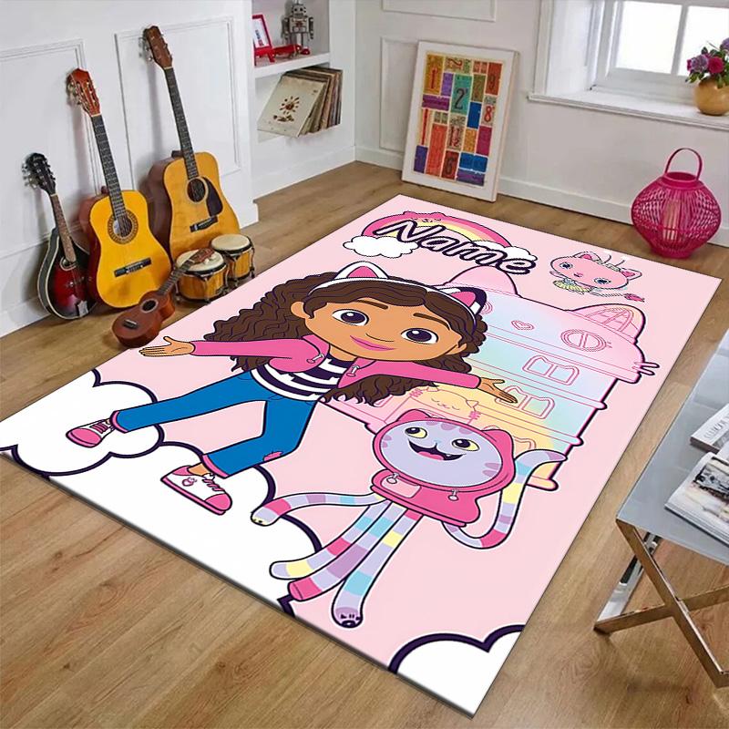 Custom Gaby's Bubble House Mat Personalized Name, Polyester Washable Indoor Entryway Rug, Gift for Christmas, Easter, Thanksgiving Day