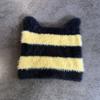 Ears Design Cats Knit Cap With Stripe Style For Daily Cold Weather Outdoor Use