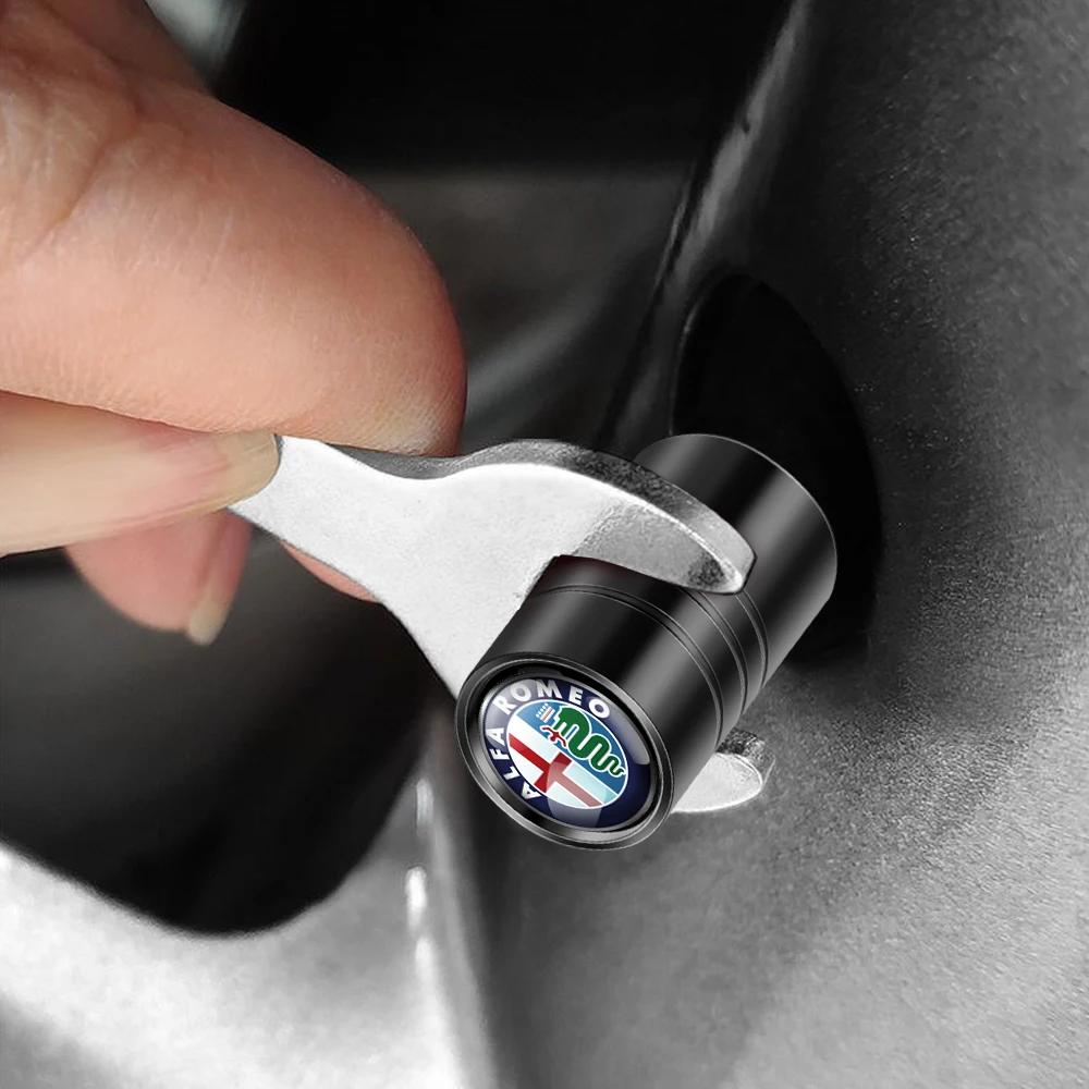 Car Stickers For Alfa Romeo 4Pcs Car Valve Cap Wheel Valves Dust Cover Tire Accessories Waterproof For Alfa Romeo Giulietta GiulTH7