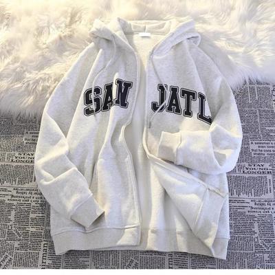 Новая весна и осень Новая ретро свободная ленивая толстовка с капюшоном для женщин Дизайн Sense Plus бархатный топ на молнии кардиган куртка