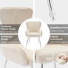 Velvet Dining Chair, Set of 2, Luxurious, Living Room, Bedroom, Lounge Chair, Four Silver Metal Legs, Armrests, Adjustable Feet, Lumbar Support, Beige