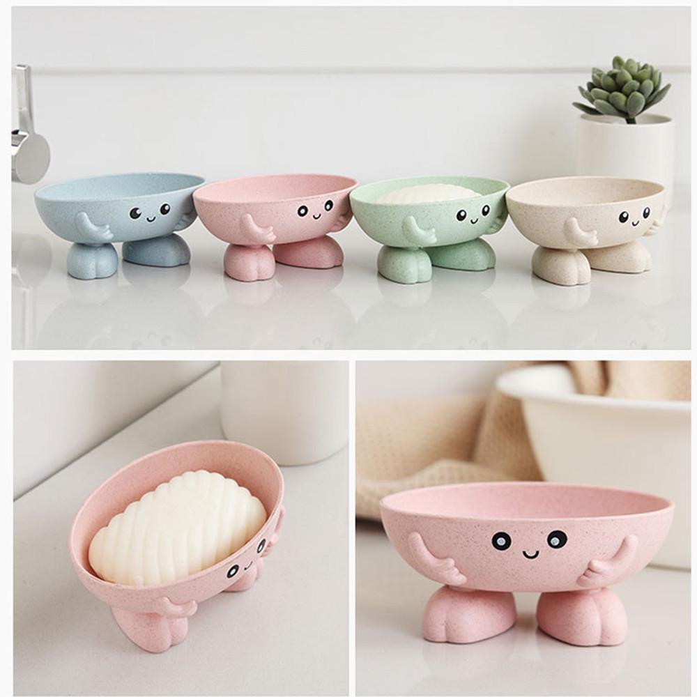 Мультяшная коробка для мыла из пшеничной соломы, практичная, легкая в очистке, держатель для мыла, коробка для мытья посуды для ванной комнаты