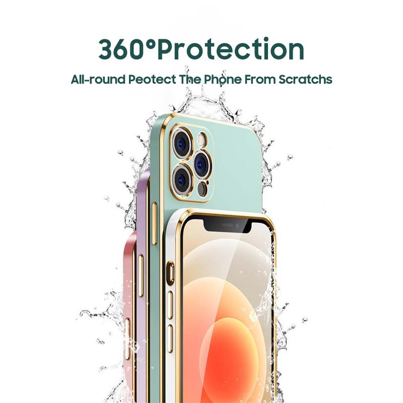 Роскошный мягкий чехол из ТПУ с позолоченным краем для iPhone 15 14 13 11 Pro Max 7 8 Plus XR Xiaomi 13T Redmi 13C Note 12S 11 противоударная задняя крышка