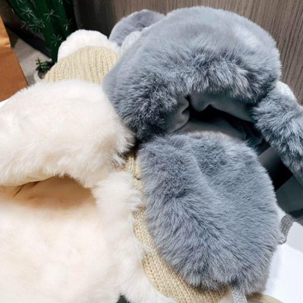 Kawaii Зимняя шапка Утолщенная защитная кепка для ушей Бархатная шапка-бомбер для женщин