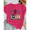 Ladies Elegant Wind Short Sleeve, Butterfly Love Five Cat Pattern Printed Crew Neck Casual Sports T-Shirt