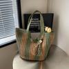Beach Straw Crochet Bag Summer Women's Handbags Fashion Striped Shoulder Bag  Travel